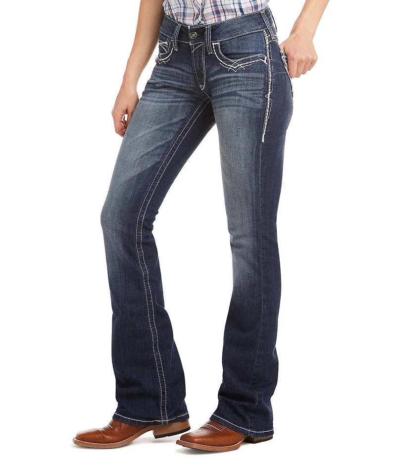 Ariat R.E.A.L Mid Rise Stretch Denim Embroidered Pocket Bootcut Jeans