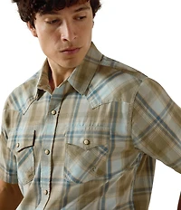 Ariat Retro Hawke Short Sleeve Plaid Print Snap Front Shirt