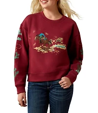 Ariat Riata Western Embroidered Crew Neck Long Sleeve Sweatshirt