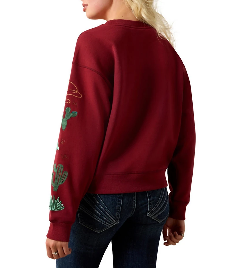 Ariat Riata Western Embroidered Crew Neck Long Sleeve Sweatshirt