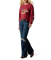 Ariat Riata Western Embroidered Crew Neck Long Sleeve Sweatshirt