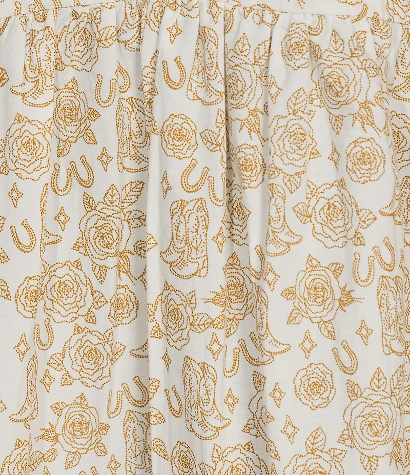 Ariat Rosie Border Print Cotton V-Neck Long Sleeve A-Line Dress