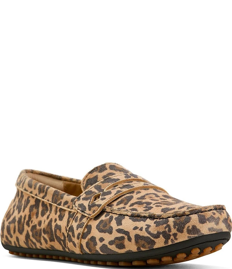 Ariat Selene Leopard Suede Driving Moccasin Penny Loafers