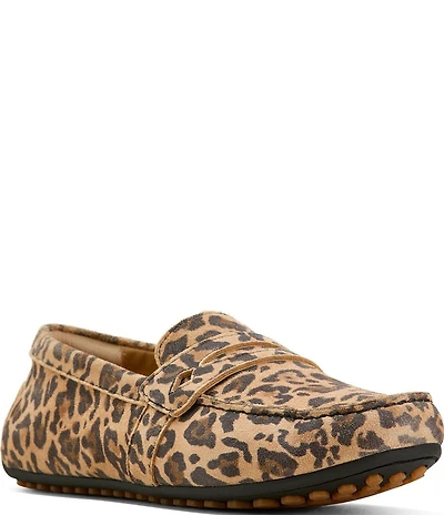 Ariat Selene Leopard Suede Driving Moccasin Penny Loafers