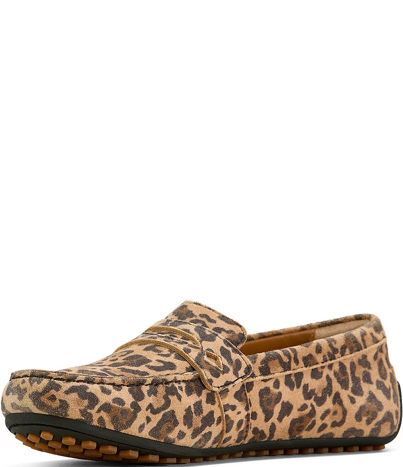 Ariat Selene Leopard Suede Driving Moccasin Penny Loafers