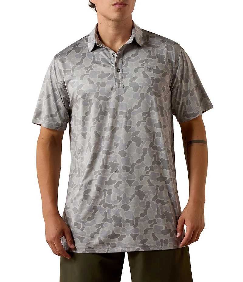 Ariat Short Sleeve Allover Printed Fitted Polo