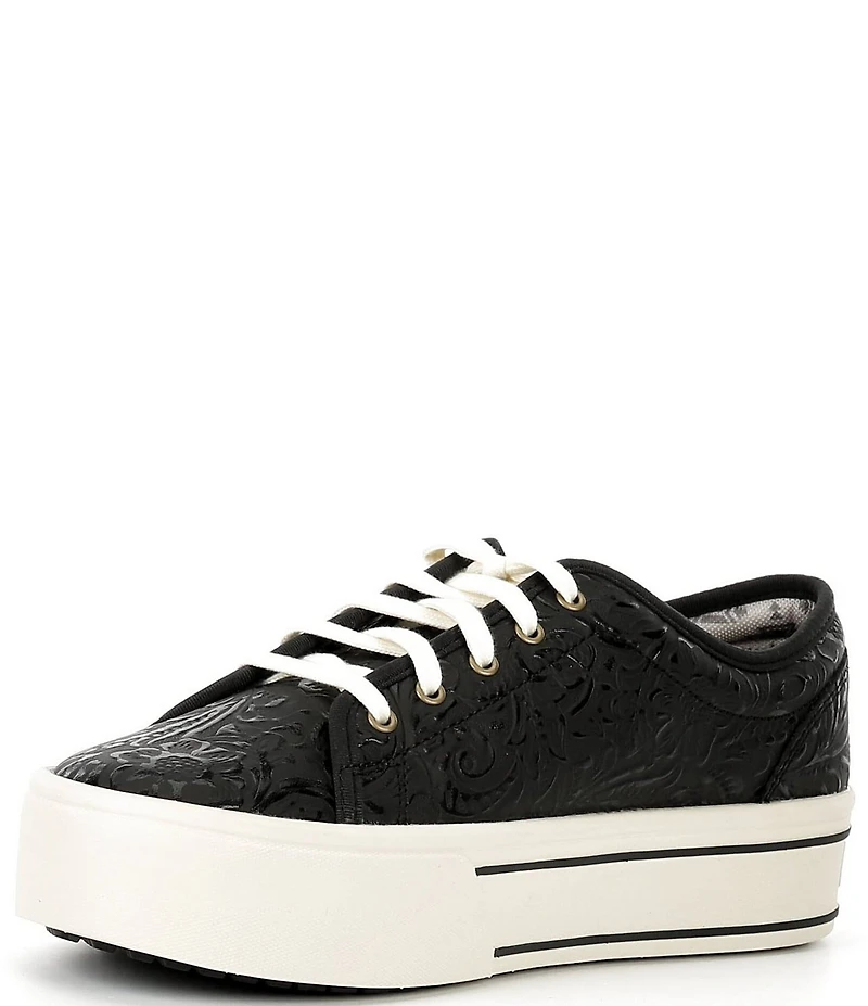 Ariat Women's Skylar Floral Embossed Leather Lace Up Platform Sneakers