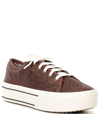 Ariat Women's Skylar Floral Embossed Leather Lace Up Platform Sneakers