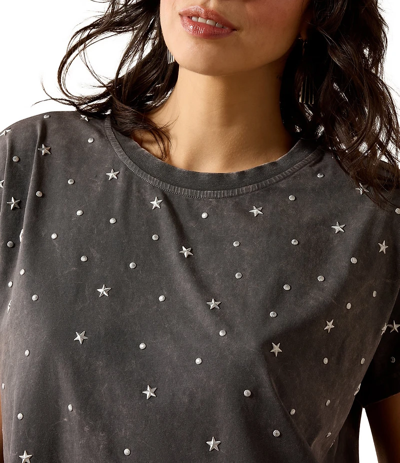 Ariat Star Studded Mineral Wash Crew Neck Short Sleeve Tee