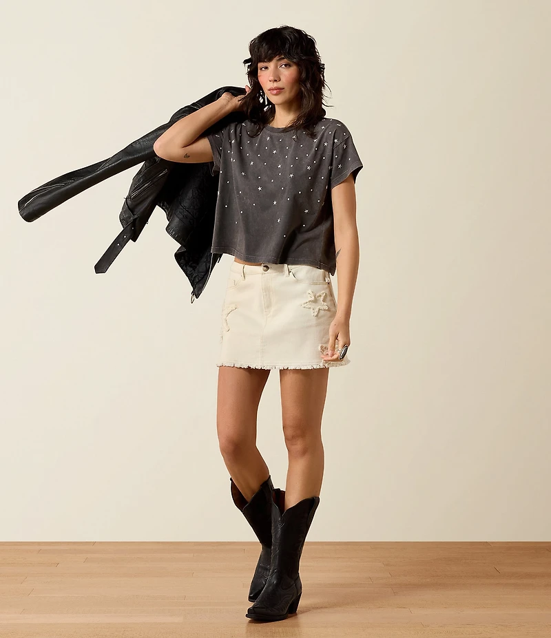 Ariat Star Studded Mineral Wash Crew Neck Short Sleeve Tee