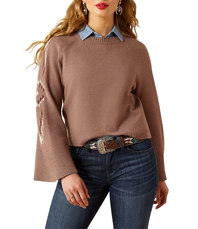 Ariat Sweater Caravan Southwestern Jacquard Raglan Bell Sleeve Pullover