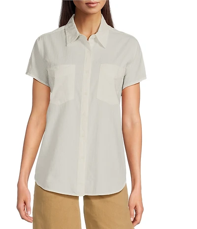 Ariat Vacation Cotton Camp Boxy Point Collar Short Sleeve Front Button Shirt