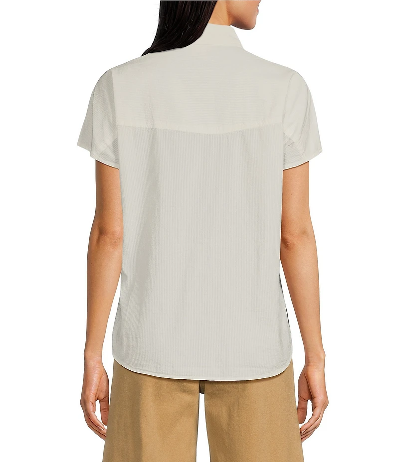 Ariat Vacation Cotton Camp Boxy Point Collar Short Sleeve Front Button Shirt