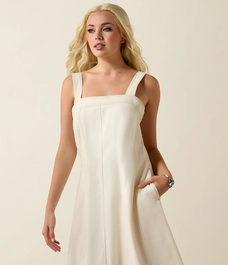 Ariat Valentine Stretch Twill Square Neck Sleeveless A-Line Midi Dress