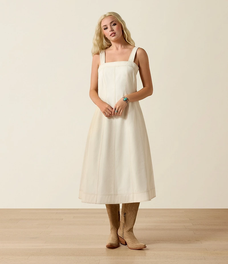 Ariat Valentine Stretch Twill Square Neck Sleeveless A-Line Midi Dress