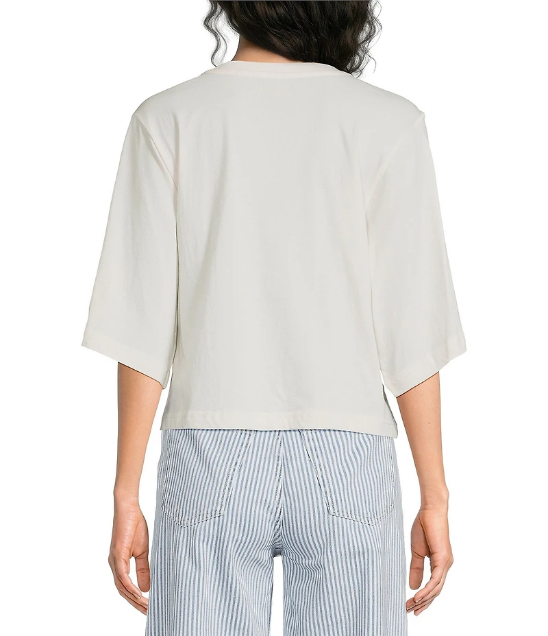 Ariat Western Wanderlust Crew Neck Elbow Sleeve Boxy Cropped Tee