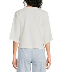 Ariat Western Wanderlust Crew Neck Elbow Sleeve Boxy Cropped Tee