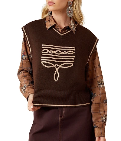 Ariat Wichita Western V-Neck Sleeveless Sweater Vest