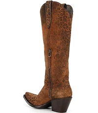 Ariat Women's Casanova Leather Distressed Leopard Print Tall Western Boots