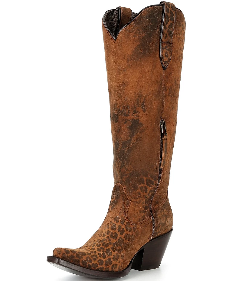 Ariat Women's Casanova Leather Distressed Leopard Print Tall Western Boots