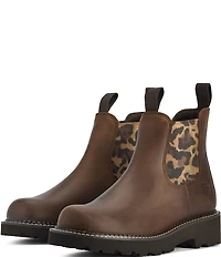 Ariat Women's Fatbaby Leather Leopared Twin Gore Chelsea Lug Sole Booties