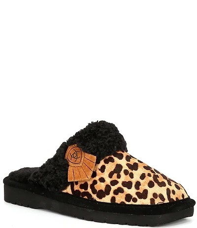 Ariat Jackie Hair Calf Leopard Square Toe Slippers