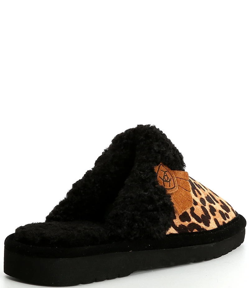 Ariat Jackie Hair Calf Leopard Square Toe Slippers