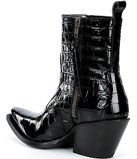 Ariat Women's Jade Luxe Caviar Croco Print Leather X Toe Western Booties