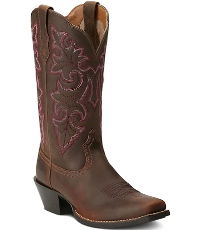 Ariat Women's Round Up Square Toe Leather Western Boots