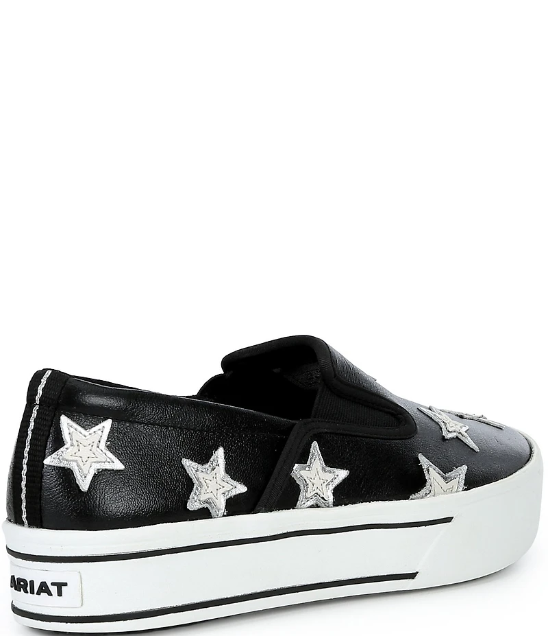 Ariat Women's Skylar Star Leather Slip On Platform Sneakers
