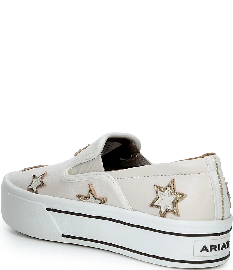 Ariat Women's Skylar Star Leather Slip On Platform Sneakers