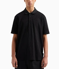 Armani Exchange Allover Logo Jacquard Short Sleeve Polo Shirt