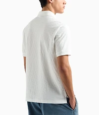 Armani Exchange Allover Logo Jacquard Short Sleeve Polo Shirt