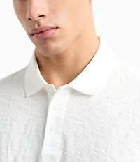 Armani Exchange Allover Logo Jacquard Short Sleeve Polo Shirt