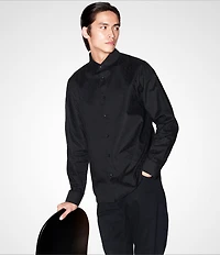Armani Exchange Allover Logo Print Jacquard Long Sleeve Woven Shirt