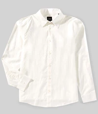 Armani Exchange Allover Logo Print Jacquard Long Sleeve Woven Shirt