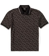 Armani Exchange Allover Logo Stretch Short Sleeve Polo Shirt
