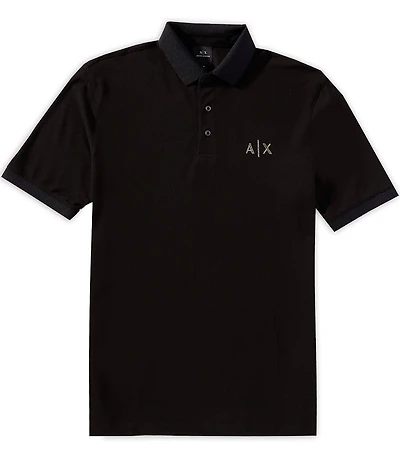 Armani Exchange Black and Gold Short Sleeve Polo Shirt