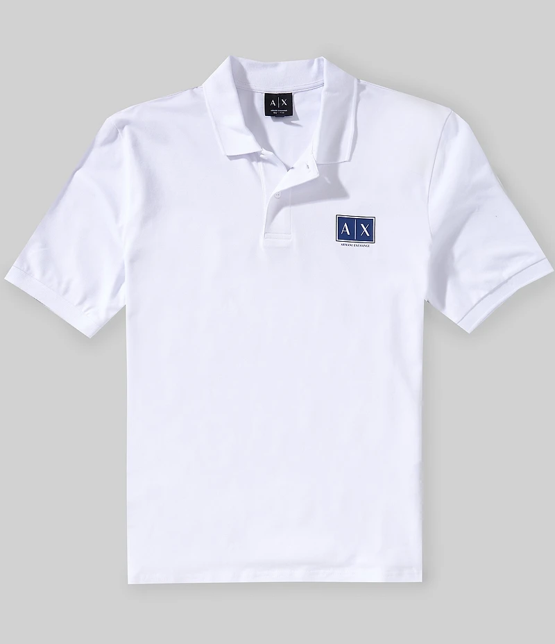 Armani Exchange Box Logo Stretch Pique Short Sleeve Polo Shirt