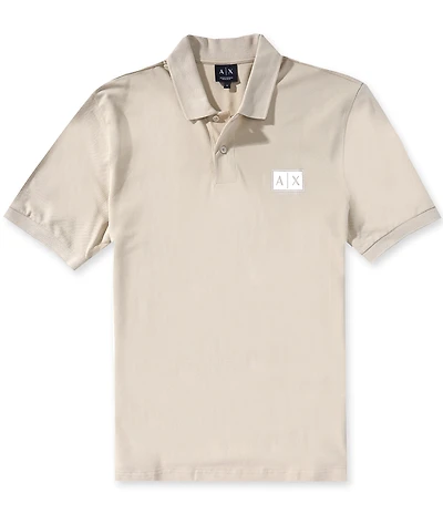 Armani Exchange Box Logo Stretch Pique Short Sleeve Polo Shirt