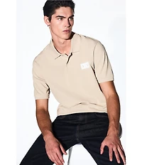 Armani Exchange Box Logo Stretch Pique Short Sleeve Polo Shirt