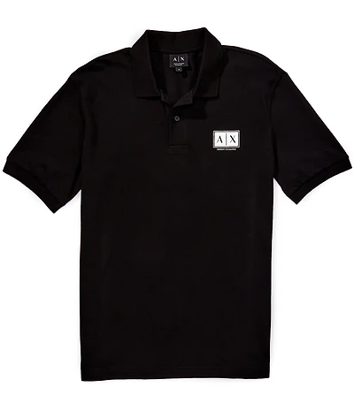 Armani Exchange Box Logo Stretch Pique Short Sleeve Polo Shirt