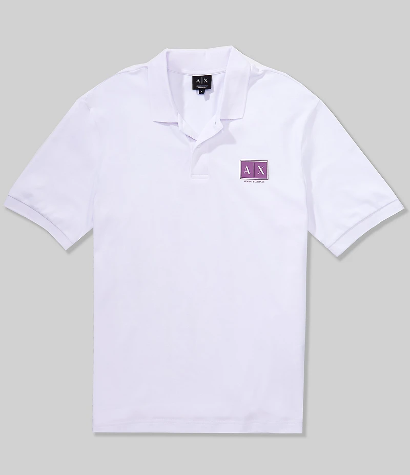Armani Exchange Box Logo Stretch Pique Short Sleeve Polo Shirt