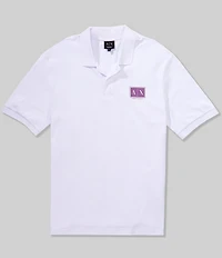 Armani Exchange Box Logo Stretch Pique Short Sleeve Polo Shirt