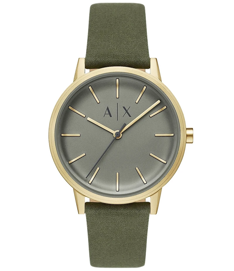 Armani Exchange Cayde Rd. Quartz Three Hand Green Leather Strap Watch