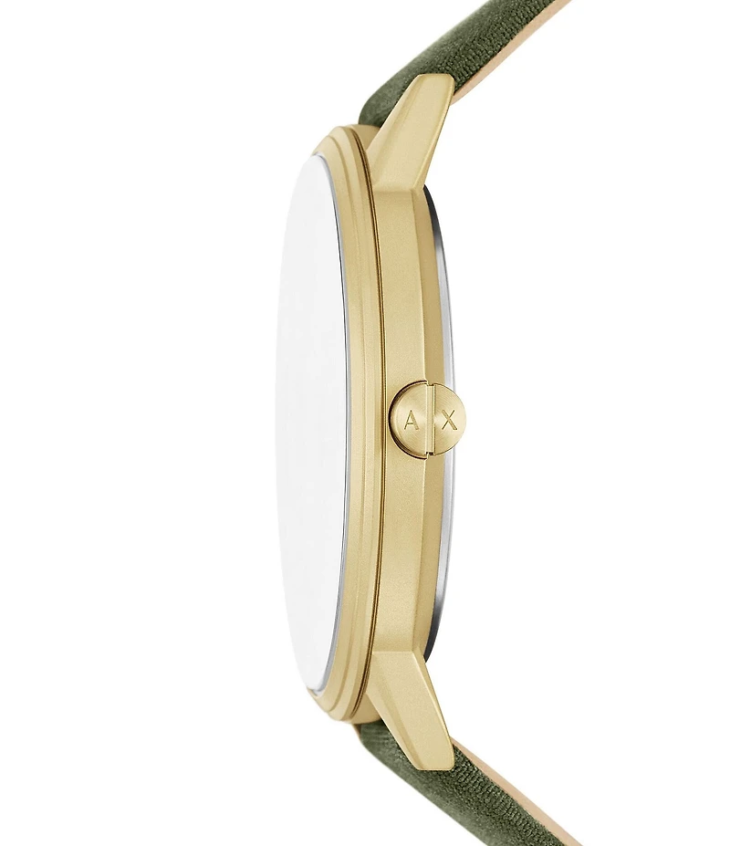 Armani Exchange Cayde Rd. Quartz Three Hand Green Leather Strap Watch