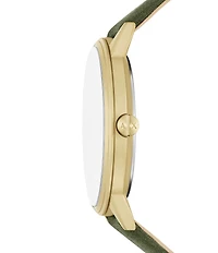 Armani Exchange Cayde Rd. Quartz Three Hand Green Leather Strap Watch