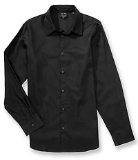 Armani Exchange Diagonal Logo Long Sleeve Woven Shirt