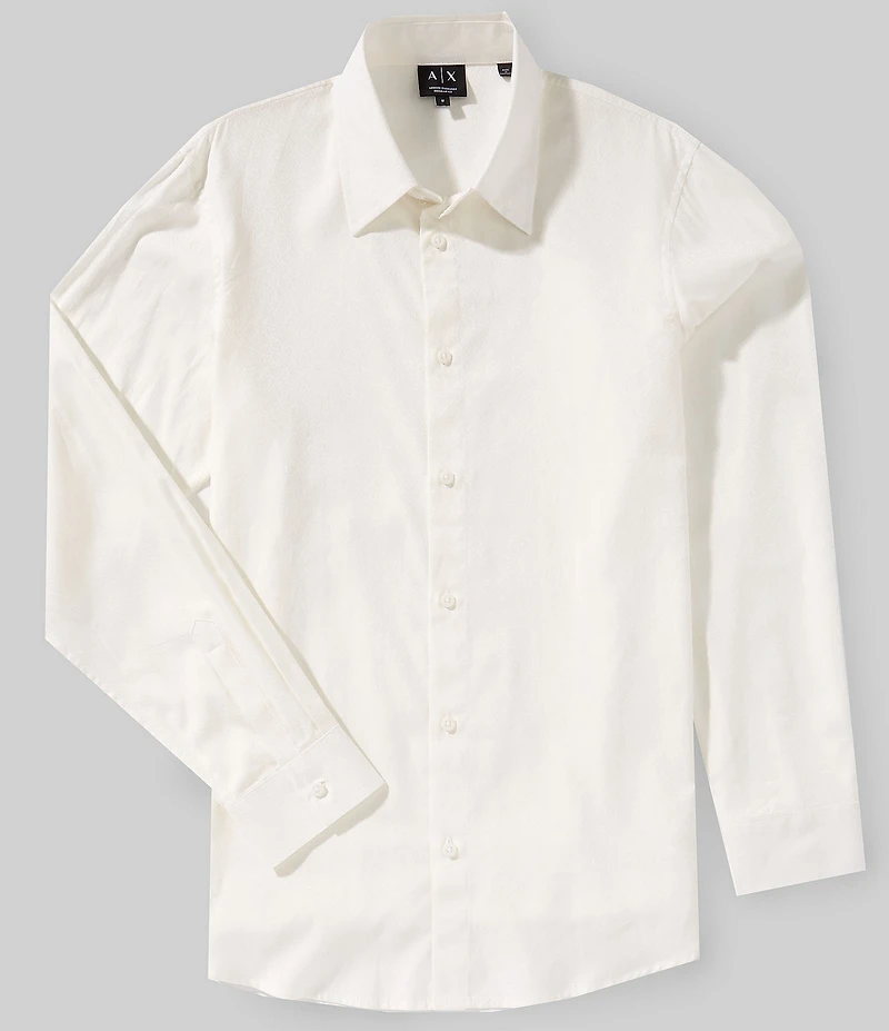 Armani Exchange Diagonal Logo Long Sleeve Woven Shirt