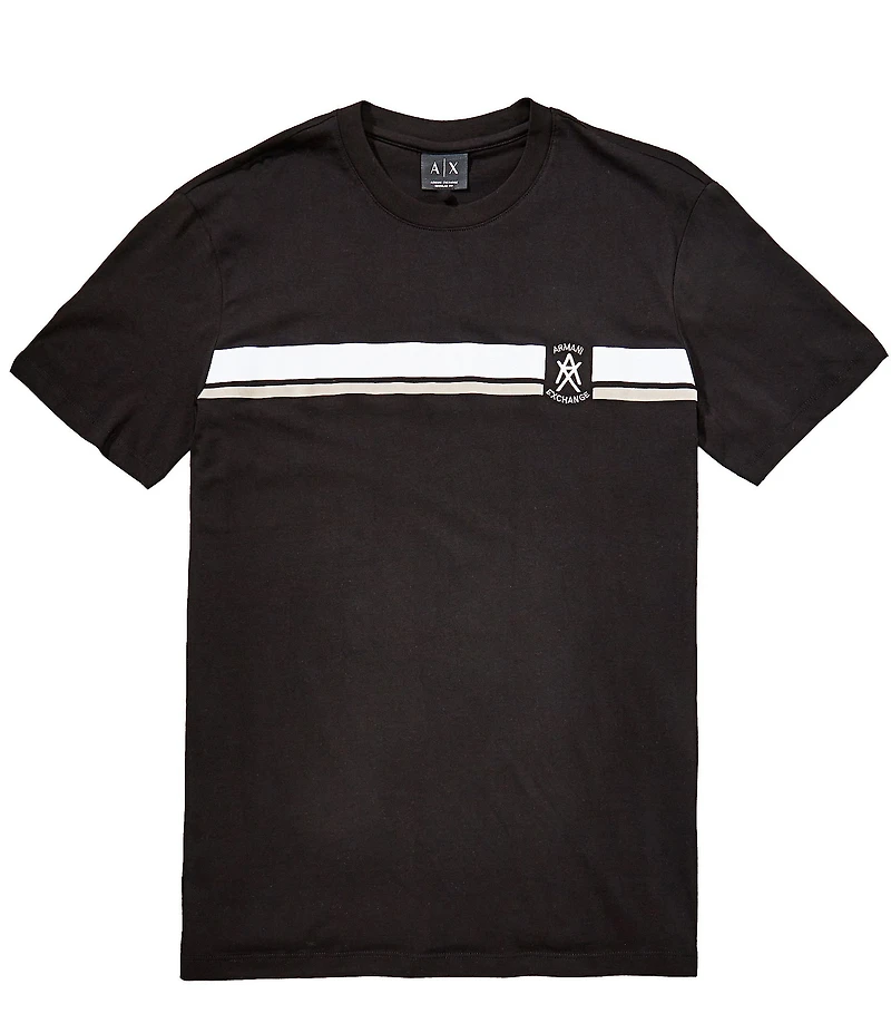 Armani Exchange Flocked Chest Stripe Short Sleeve T-Shirt